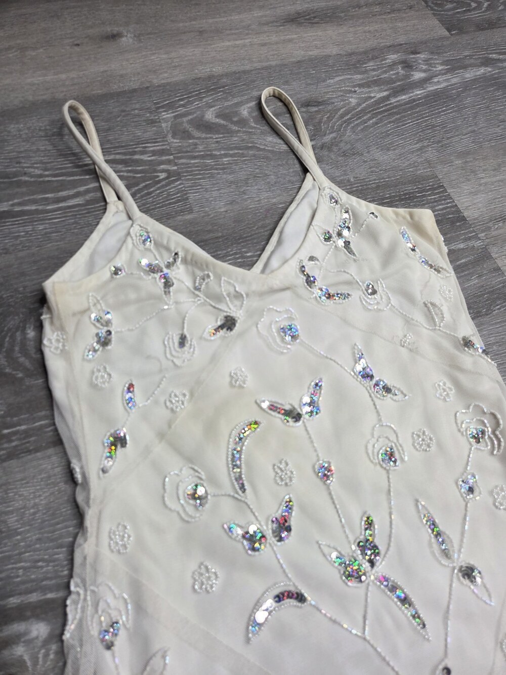 Together White Sequin Beaded Women's Evening Dress Size 6 - Picture 3 of 14